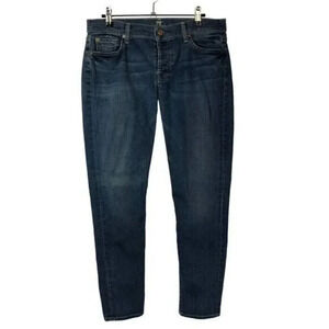 7 For All Mankind Josefina Skinny Boyfriend Dark Blue Wash Jeans 28